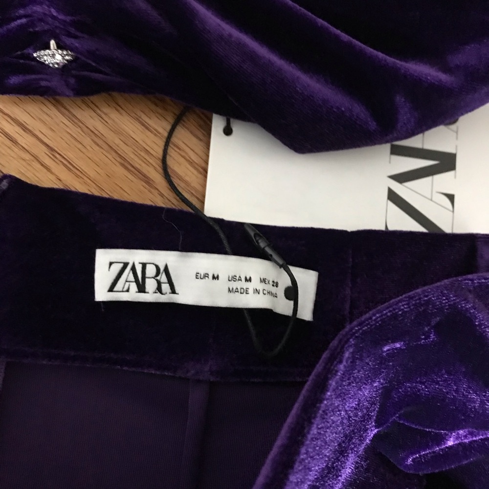 Zara Elegant Purple Velour Top and Skirt Set NWT - Picture 8 of 13